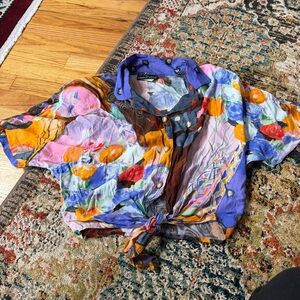 Carole little Multicolor Tie-Front crop Top